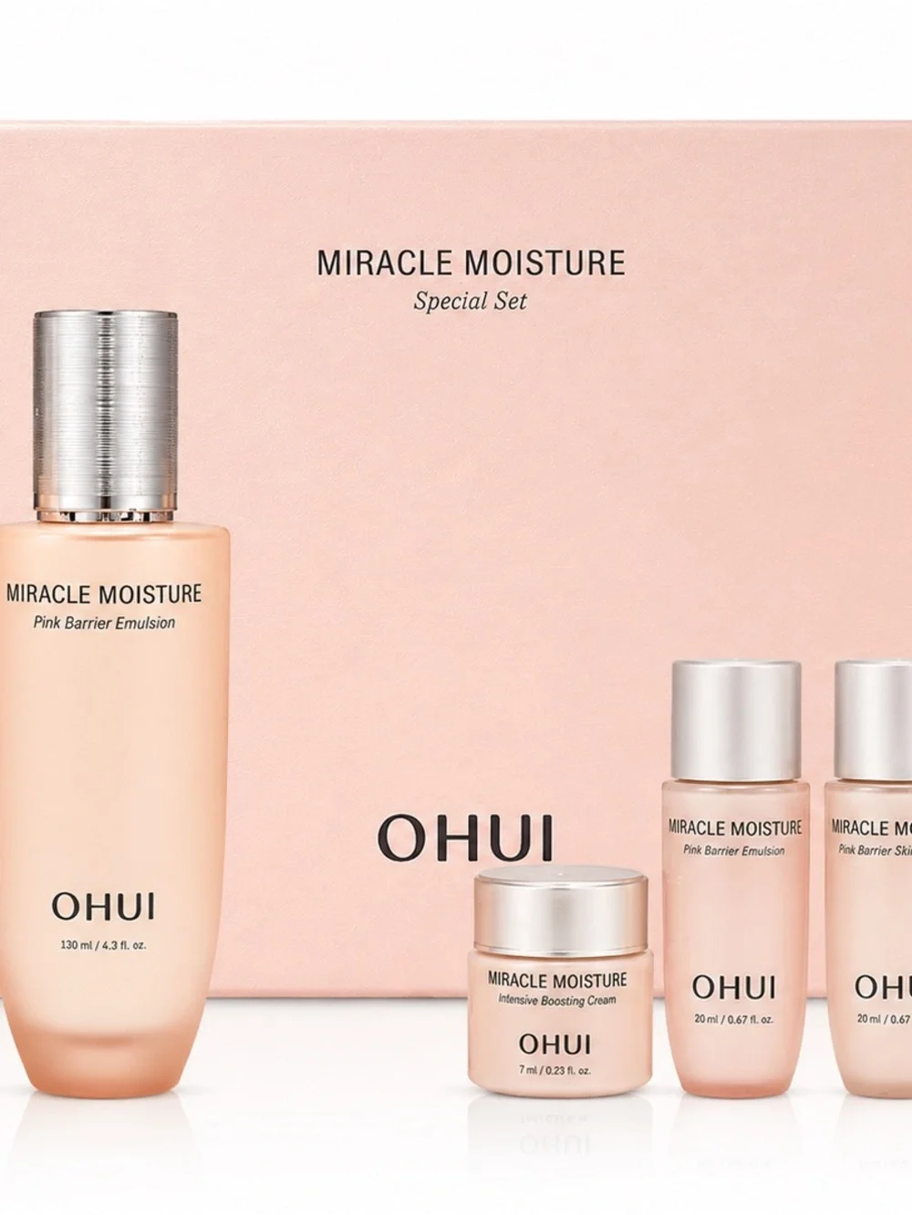 OHUI Miracle Moisture Pink Barrier Special Set Korean Skincare Toner Emulsion
